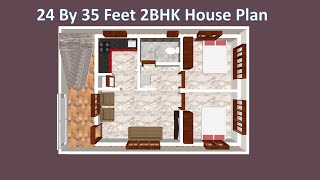 24  35 House Plan 2BHK  24 x 35 East facing house plan with Vastu  25 35 house plan 2 Bedroom [upl. by Murry]