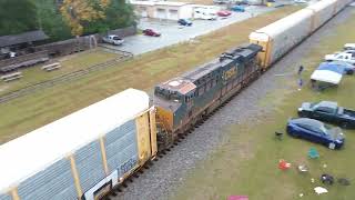 CSX M202330 Lead By CSX 748 In Folkston GA Drone View [upl. by Powel]