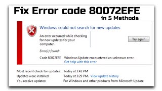 2021 Fix windows 7 update error 80072efe in 5 Methods  Error Code 80072EFE Problem Fixed [upl. by Ainuj]