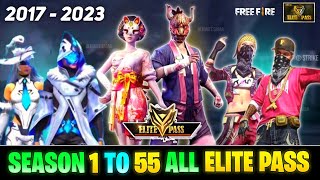 FREE FIRE ALL ELITE PASS  ALL ELITE PASS FREE FIRE  FREE FIRE SEASON 1 TO 55 ALL ELITE PASS [upl. by Lednor]