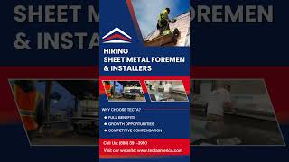 Hiring Sheet Metal Foremen amp Installers sheetmetal metalworking metalfabrication [upl. by Sherourd264]