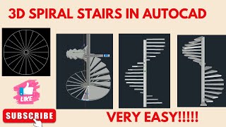 Spiral Stairs in AutoCAD  Round Stairs in AutoCAD  AutoCAD [upl. by Attenehs]