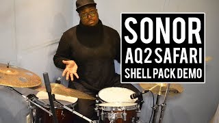 Sonor AQ2 Safari Set Shell pack demo on Kwesis Corner  Drumshack London [upl. by Nalced971]