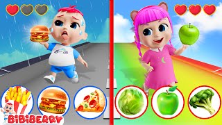 Healthy Food 🥦 Vs Junk Food Song 🍔  Healthy Food Challenge  Bibiberry Nursery Rhymes amp Kids Songs [upl. by Aicillyhp]