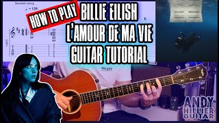 Billie Eilish  L’AMOUR DE MA VIE Guitar Tutorial Chords [upl. by Lettig]