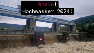 Hochwasser 2024 Eindrücklich die Kraft des Rheins nach über 24h Regen1700m3 Wasserdurchlauf in Sec [upl. by Agnola559]