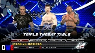 WWE Smackdown vs Raw 2011 Batista vs Randy Orton vs Sheamus PS3 [upl. by Sabec321]