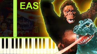 KING KONG VS GODZILLA 1962 THEME  EASY Piano Tutorial [upl. by Odessa2]