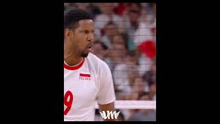 Powerful attack by Wilfredo Leon haikyuu volleyball paris2024 😳 [upl. by Debbie]