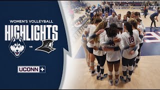 HIGHLIGHTS  UConn Volleyball Sweeps Providence [upl. by Newob]