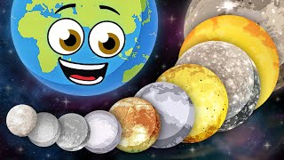 Size Comparison Of The 10 Biggest Moons In The Solar System  Space Songs For Kids  KLT [upl. by Dnalloh]