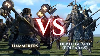 WARHAMMER III Total War  Hammerers VS Depth Guard Polearms [upl. by Bertilla]