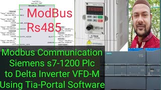 Modbus Communication Siemens s71200 Plc to Delta Inverter VFDM Using TiaPortal Software [upl. by Ardolino]