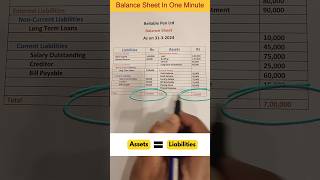 Balance Sheet in One Minute balancesheet shorts bookkeeping accounting journalentry tally [upl. by Nnahaid321]