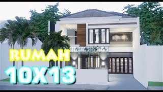 Rumah 10x13 Tropis 2Lantai Dengan 4Kamar Tidur  House 10x13 2Floor Tropical With 4Bedroom Design [upl. by Cima667]