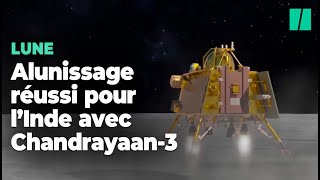 Avec Chandrayaan3 lInde réussit lexploit de poser une sonde spatiale sur la Lune [upl. by Mcarthur883]