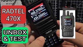 RADTEL 470X  AIRBAND Triband PMRGMRS  DUAL PTT  UNBOX amp Test £22 [upl. by Nashner817]