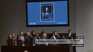 Leonardo da Vincis Salvator Mundi  2017 World Auction Record  Christies [upl. by Cosenza]