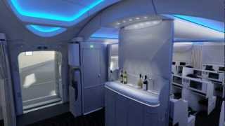 Boeing 787 Dreamliner interior  fly through [upl. by Danie]