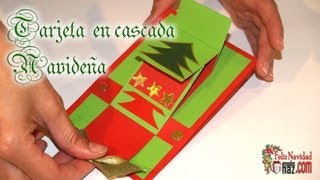 Tarjeta en cascada navideña  DIY  Waterfall christmas card [upl. by Ilrebma]