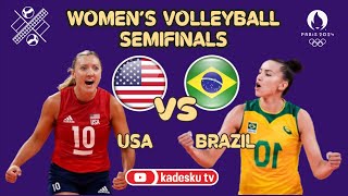 LIVE 🔴 BRAZIL VS USA  Semifinals  Paris 2024 Olympic Games Womens Volleyball  Score [upl. by Neils]