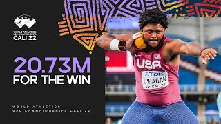 OHagan throws huge PB for world U20 shot put gold  World Athletics U20 Championships Cali 2022 [upl. by Silvers]