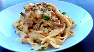 Parma Ham Tagliatelle from scratch Rich and creamy  Recipe  RicksYaBoy Kitchen [upl. by Brunell]