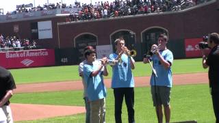 Star Spangled Banner  Mic Gillette Scott Bell Jonah Moss amp Bruce Mitchener  SF GIANTS [upl. by Jonas]