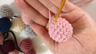 かぎ針で編む簡単ニットボール（Knit ball）ヘアゴムやオーナメントにも♪ [upl. by Oiracam]