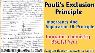 Pauli Exclusion Principle  Complete Handwritten Notes for BSc 1st Year bscnotes [upl. by Blisse555]