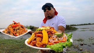 Una Jalea y Arroz con Mariscos Peruano en el campo a leña 🇵🇪 [upl. by Tyika]