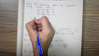 Cramers Rule Solved Example  3x3 matrix [upl. by Shalom]