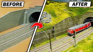 Impressive transformation of an H0 model railroad tunnel entrance 🌳🛤️ Building report episode 28 [upl. by Nazar]