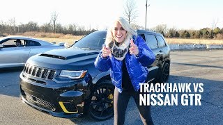 Worlds Most Powerful SUV Drag Race  Trackhawk Jeep [upl. by Lambard]