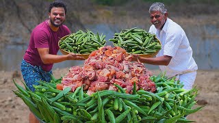 Okra Chicken Recipe  Chicken Okra Curry  Okra Special Recipe  Grandpa Kitchen [upl. by Ennahtur]