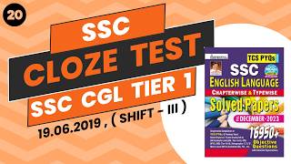 SSC CGL TIER  1  CLOZE TEST  20  PREVIOUS YEAR  16950 [upl. by Akimad]