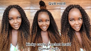 How To DIY Kinky Curly Ombré Crochet Braids Human Hair  Ft QVR Hair [upl. by Nerta]