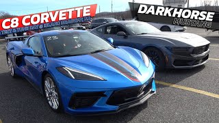 2024 C8 Corvette vs 2024 DarkHorse Mustang Drag Racing  Island dragway [upl. by Stephens960]