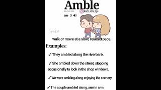 Word of the day Amble with meaning and examples english shorts [upl. by Yde]