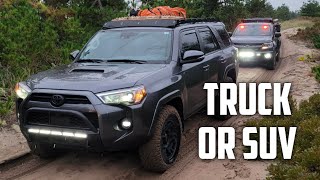 SUV vs Truck for overland travel  Which vehicle is best for overlanding 4runner zr2 overland [upl. by Battat]