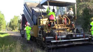 Paving with Bitelli BB650 Hamm Rollers and Volvo Trucks [upl. by Eeldarb]