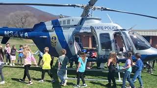 Virginia State Police MedFlight helicopter lands at Hilton Elementary [upl. by Arlyne]