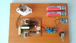 14w Emergency light 37v to 220vAC inverter using liion battery and USB charger module [upl. by Tingey]