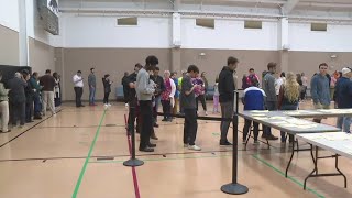 Long line to vote in Whitestown  Decision 2024 [upl. by Yelkcub]