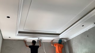 Professional Skills Installing Gypsum Boards On Bedroom Ceilings New Style Quickly And Firmly [upl. by Eivod]