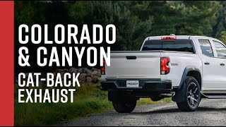 2023 CHEVYGMC ColoradoCanyon  MBRP 3quot CatBack Turndown Exit Exhaust Overview [upl. by Ayerim]