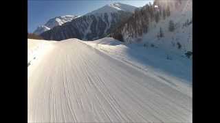 Snowboarden in Samnaun  Alp Trida Sattel bis Laret  Talabfahrt [upl. by Crudden]