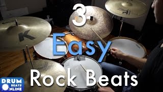 3 Easy Beginner Rock Beats  Beginner Drum Lesson  Drum Beats Online [upl. by Marozik]