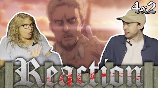 SHOWING MY MOM ATTACK ON TITAN  4x2  REACTION [upl. by Oigile]