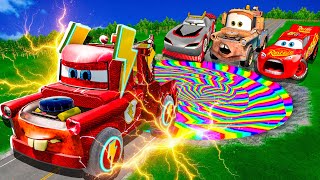 Rainbow Pit Transform In Big amp Small Lightning Mcqueen amp Mater vs Pixar Cars BeamNG Drive [upl. by Droflim962]